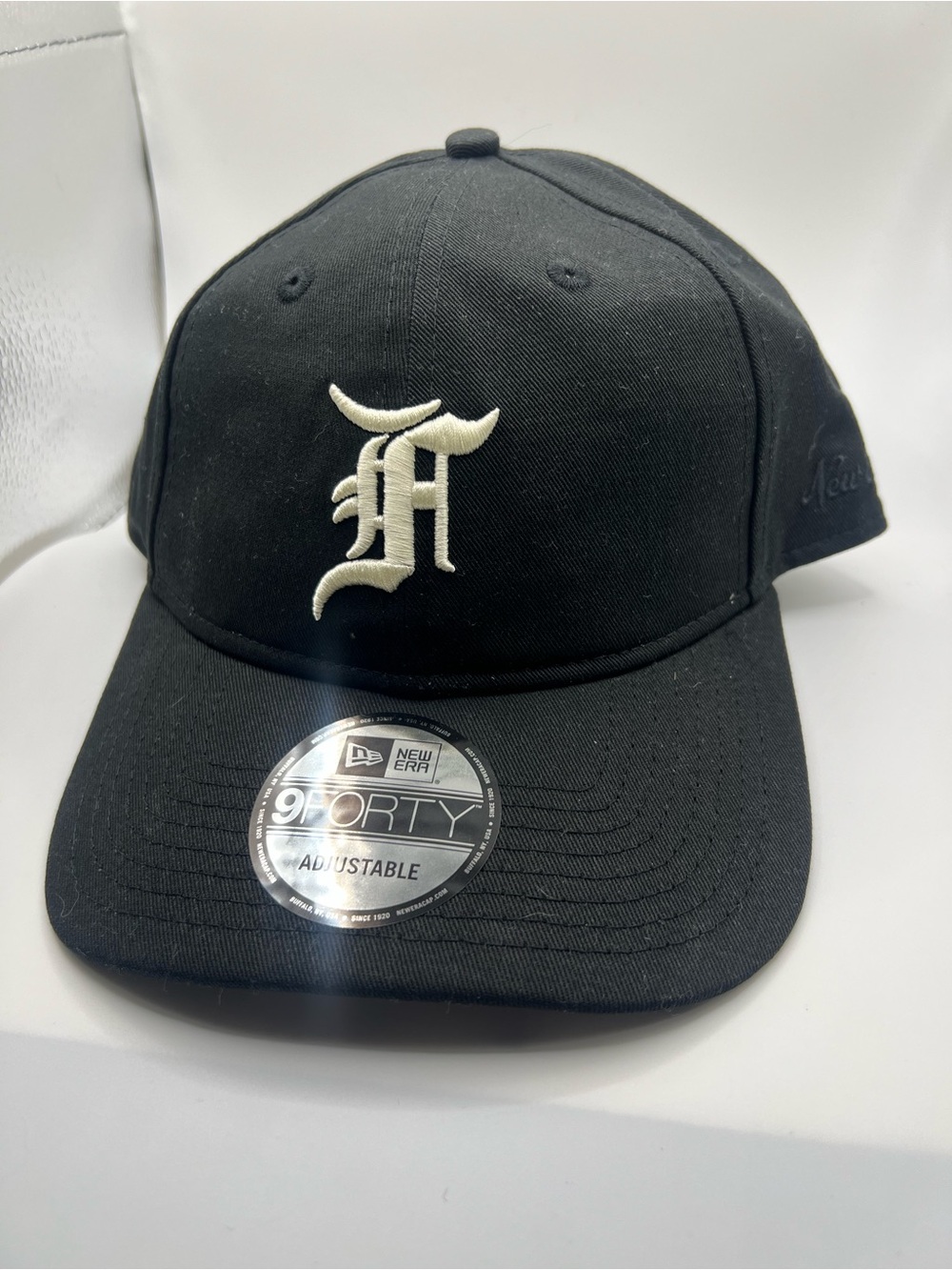 New Era 9FORTY Black Cap with White Essentials Fear of God Hat